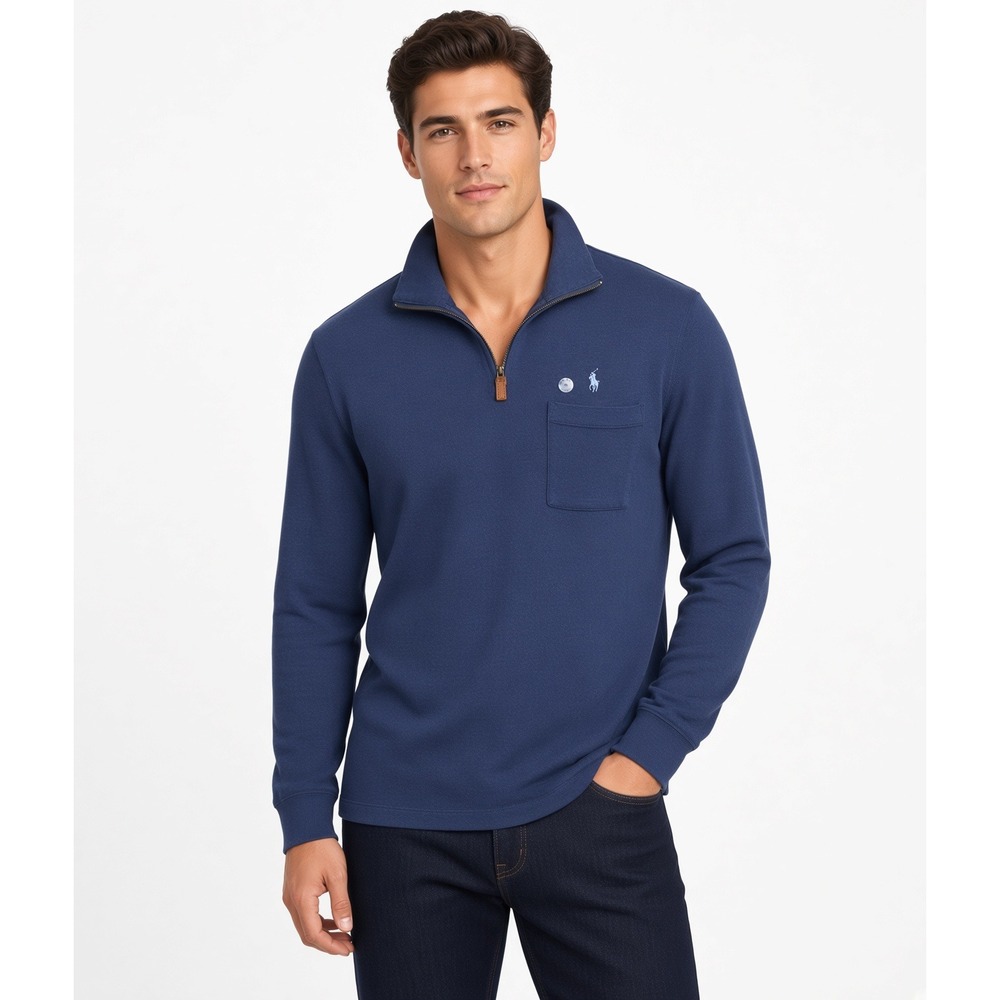 Polo Ralph Lauren Mens 1/4 Zip Sweater Spring Navy Blue Small Pony XL Knit